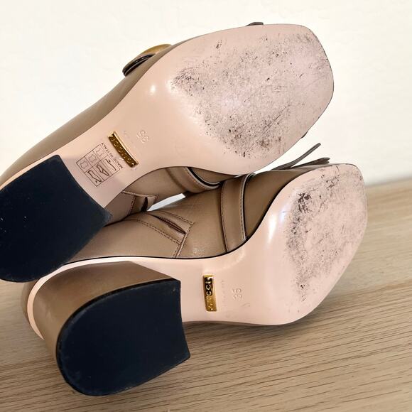 Gucci GG Marmont Fringe 75mm Ankle Boots 35 Mud Leather Block Heel - Picture 6 of 13